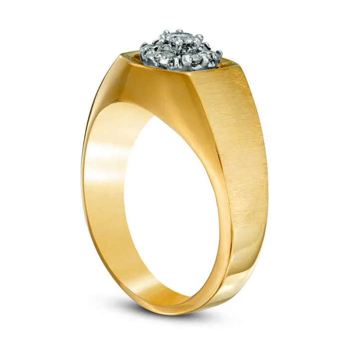 Goldia Rings Mens 050 CT TW Natural Diamond Cluster Comfort Fit Ring in Solid 10K Yellow Gold Goldia Rings Mens 050 CT TW Natural Diamond Cluster Comfort Fit Ring in Solid 10K Yellow Gold