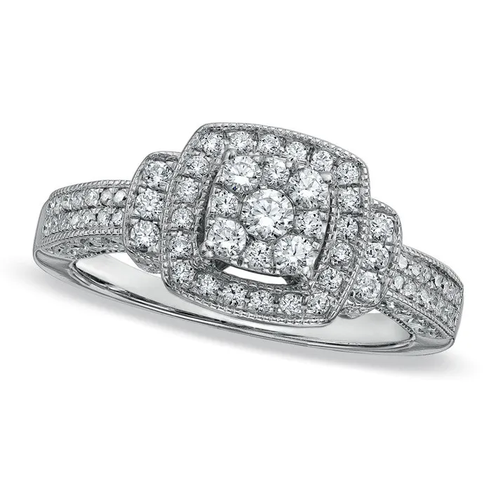 Goldia Rings Previously Owned 075 CT TW Natural Diamond Frame Ring in Solid 10K White Gold Goldia Rings Previously Owned 075 CT TW Natural Diamond Frame Ring in Solid 10K White Gold