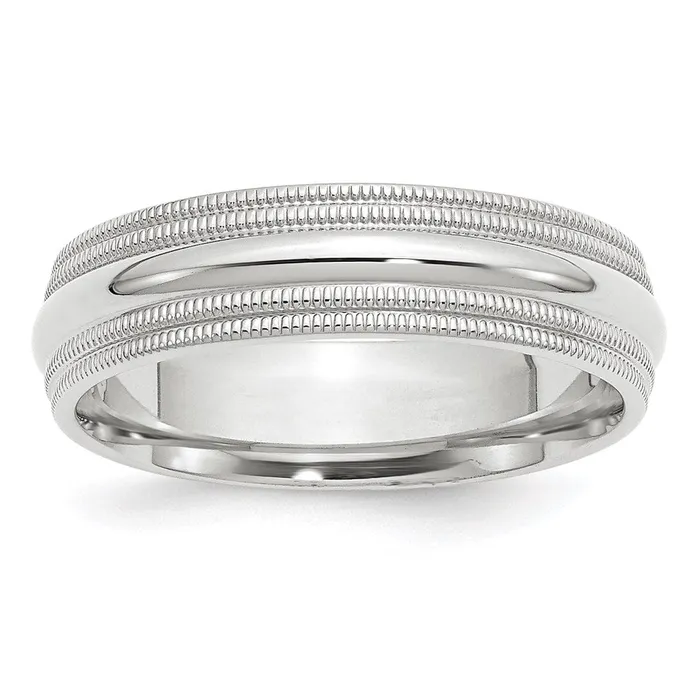 Goldia Rings Solid 10K White Gold 6mm Double Milgrain Comfort Fit MensWomens Wedding Band Ring Size 135 Goldia Rings Solid 10K White Gold 6mm Double Milgrain Comfort Fit MensWomens Wedding Band Ring Size 135