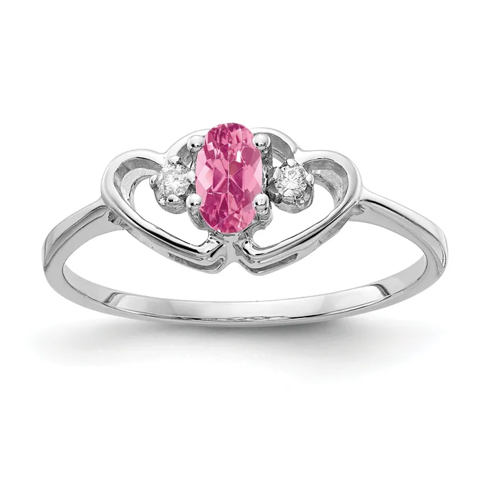 Goldia Rings Solid 14k White Gold 5x3mm Oval Simulated Pink Tourmaline AAA CZ Ring Goldia Rings Solid 14k White Gold 5x3mm Oval Simulated Pink Tourmaline AAA CZ Ring