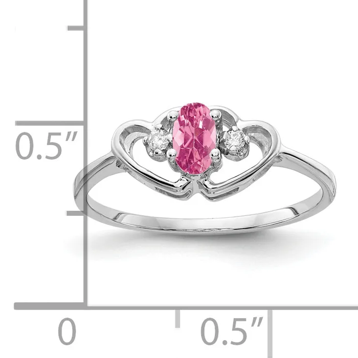 Goldia Rings Solid 14k White Gold 5x3mm Oval Simulated Pink Tourmaline AAA CZ Ring