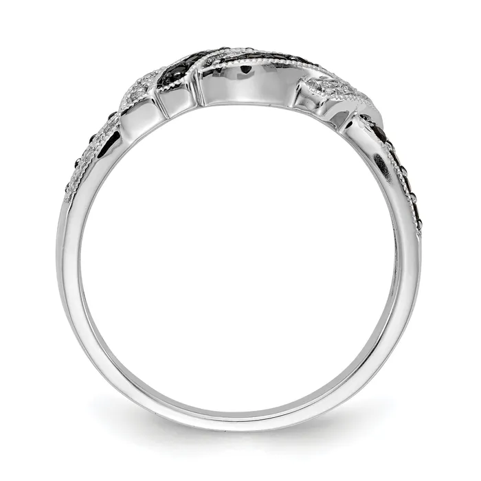 Goldia Rings Solid 14k White Gold wBlacK Rhodium and BlacK Simulated CZ Ring