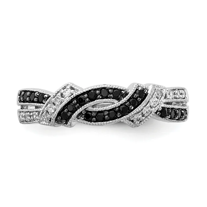Goldia Rings Solid 14k White Gold wBlacK Rhodium and BlacK Simulated CZ Ring