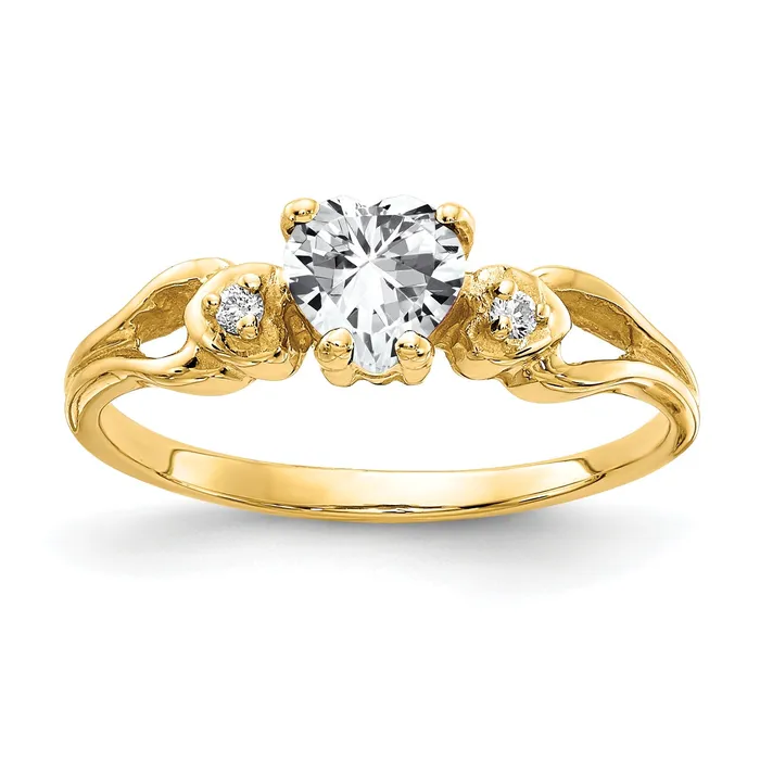 Goldia Rings Solid 14k Yellow Gold 5mm Heart Cubic Zirconia VS Simulated CZ Ring Goldia Rings Solid 14k Yellow Gold 5mm Heart Cubic Zirconia VS Simulated CZ Ring