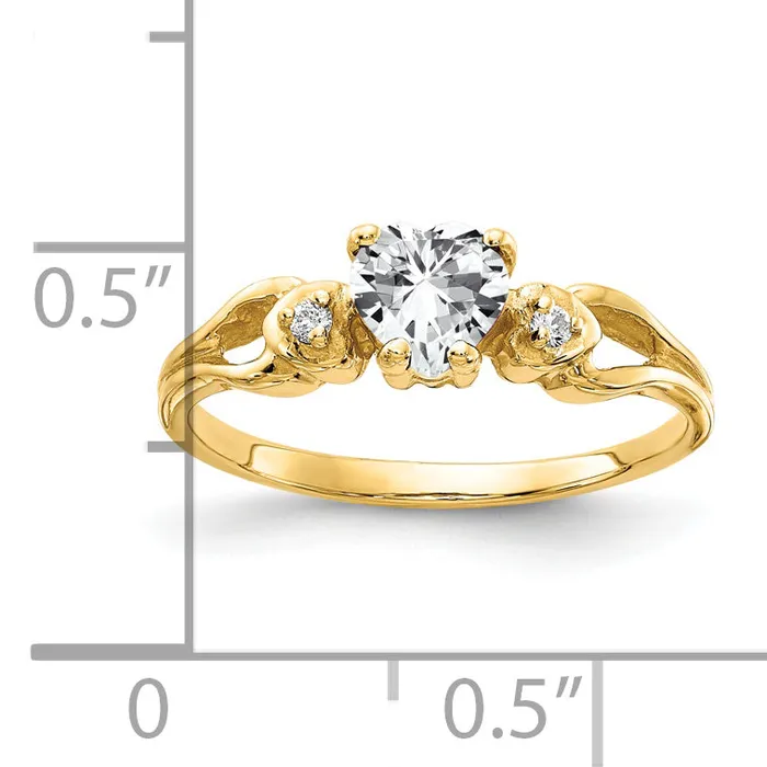 Goldia Rings Solid 14k Yellow Gold 5mm Heart Cubic Zirconia VS Simulated CZ Ring