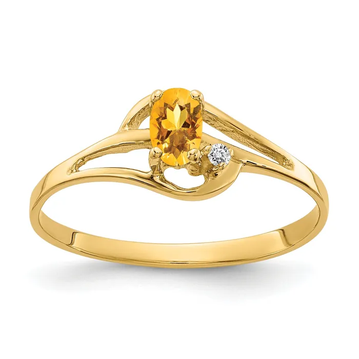 Goldia Rings Solid 14k Yellow Gold 5x3mm Oval Simulated Citrine AA CZ Ring