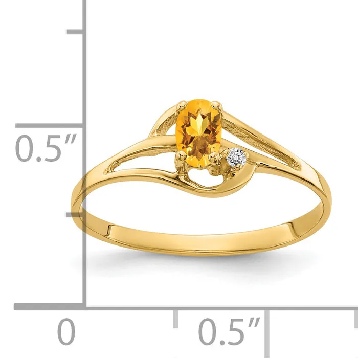 Goldia Rings Solid 14k Yellow Gold 5x3mm Oval Simulated Citrine AA CZ Ring