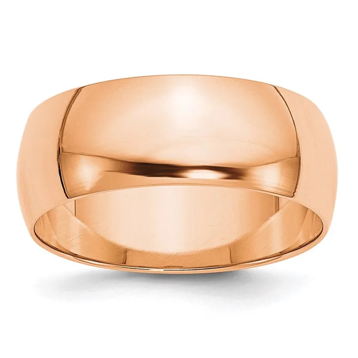 Goldia Rings Solid 14K Yellow Gold Rose Gold 8mm Light Weight Half Round MensWomens Wedding Band Ring Size 4 Goldia Rings Solid 14K Yellow Gold Rose Gold 8mm Light Weight Half Round MensWomens Wedding Band Ring Size 4