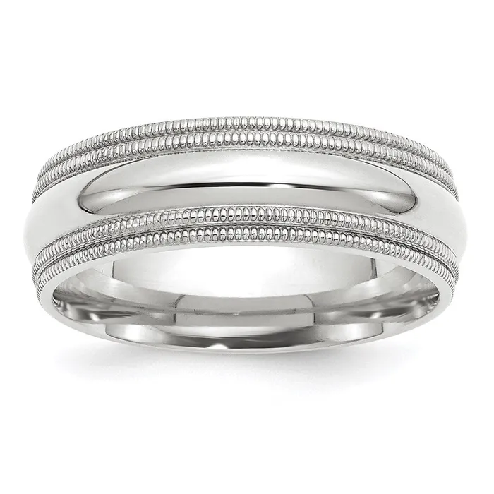 Goldia Rings Solid 18K White Gold 7mm Double Milgrain Comfort Fit MensWomens Wedding Band Ring Size 105 Goldia Rings Solid 18K White Gold 7mm Double Milgrain Comfort Fit MensWomens Wedding Band Ring Size 105