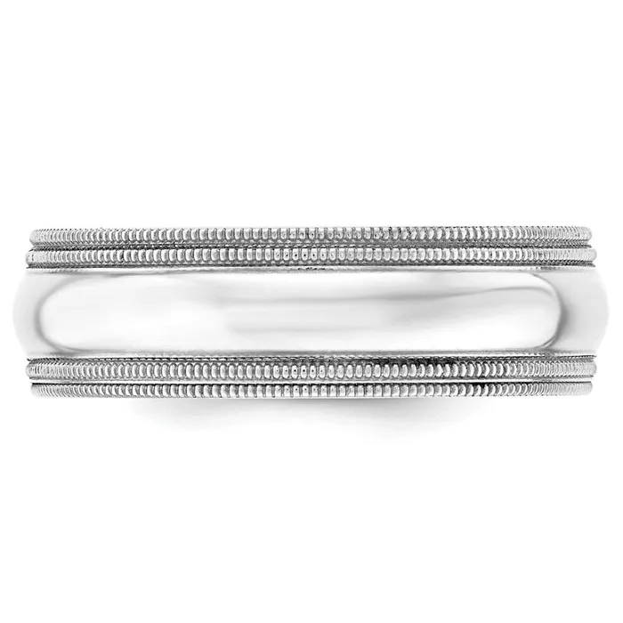 Goldia Rings Solid 18K White Gold 7mm Double Milgrain Comfort Fit MensWomens Wedding Band Ring Size 105 Goldia Rings Solid 18K White Gold 7mm Double Milgrain Comfort Fit MensWomens Wedding Band Ring Size 105