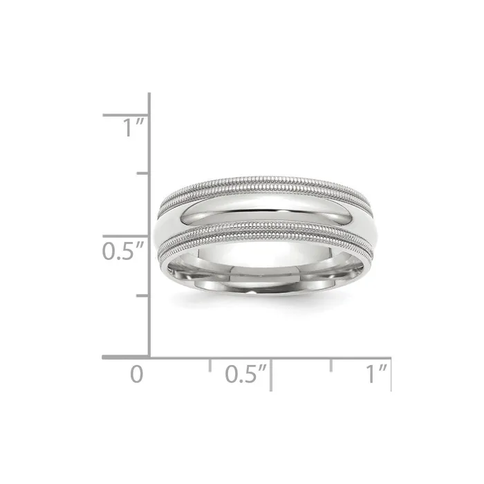 Goldia Rings Solid 18K White Gold 7mm Double Milgrain Comfort Fit MensWomens Wedding Band Ring Size 105 Goldia Rings Solid 18K White Gold 7mm Double Milgrain Comfort Fit MensWomens Wedding Band Ring Size 105
