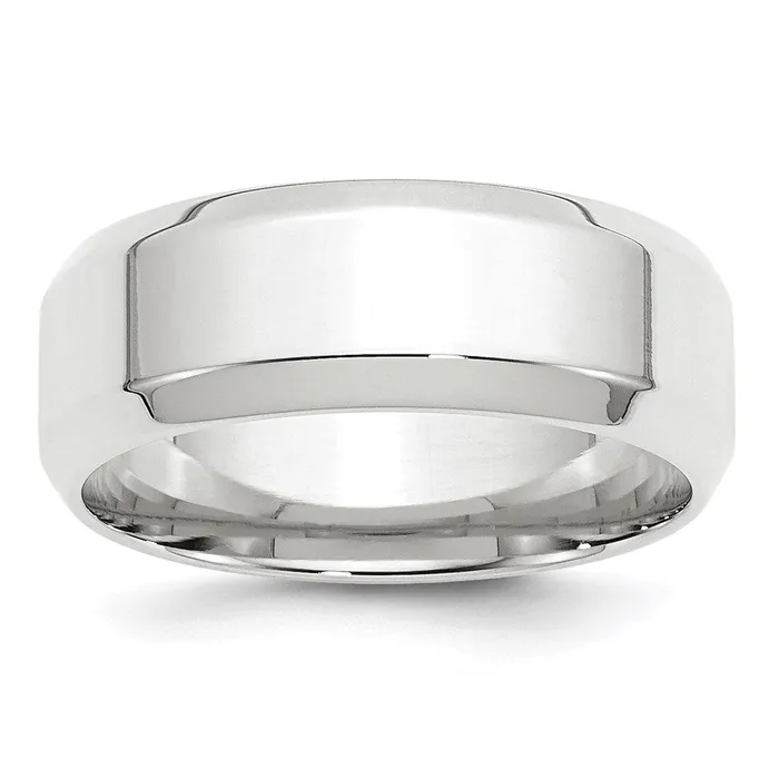 Goldia Rings Solid 18K White Gold 8mm Bevel Edge Comfort Fit MensWomens Wedding Band Ring Size 135 Goldia Rings Solid 18K White Gold 8mm Bevel Edge Comfort Fit MensWomens Wedding Band Ring Size 135