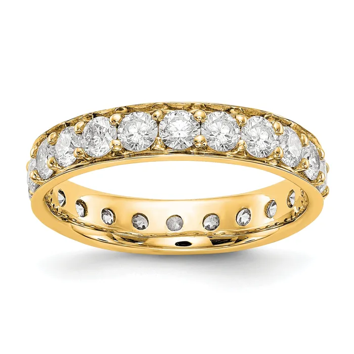 Goldia Rings Solid Real 14k Polished Vintage 2ct CZ Eternity Wedding Band Ring Goldia Rings Solid Real 14k Polished Vintage 2ct CZ Eternity Wedding Band Ring