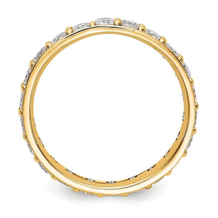 Goldia Rings Solid Real 14k Polished Vintage 2ct CZ Eternity Wedding Band Ring