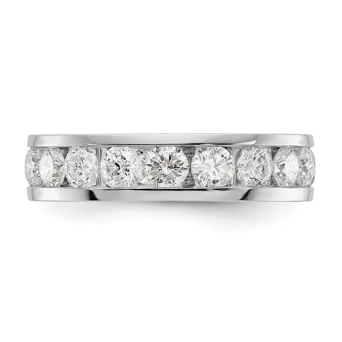 Goldia Rings Solid Real 14k White Gold Polished 3ct Channel Set CZ Eternity Wedding Band Ring