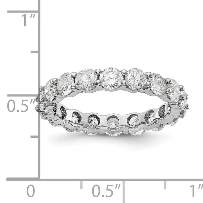 Goldia Rings Solid Real 14k White Gold Polished Shared Prong 3ct CZ Eternity Wedding Band Ring