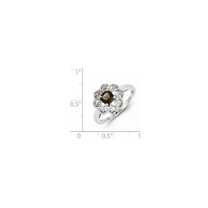 Goldia Rings Sterling Silver Diamond u0026 Smoky Quartz Ring