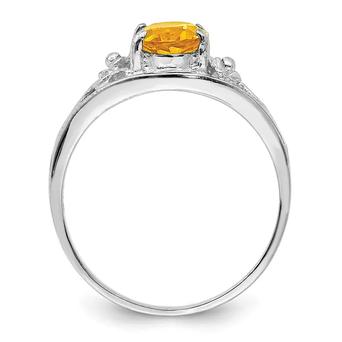 Goldia Rings Sterling Silver Rhodium Citrine Ring