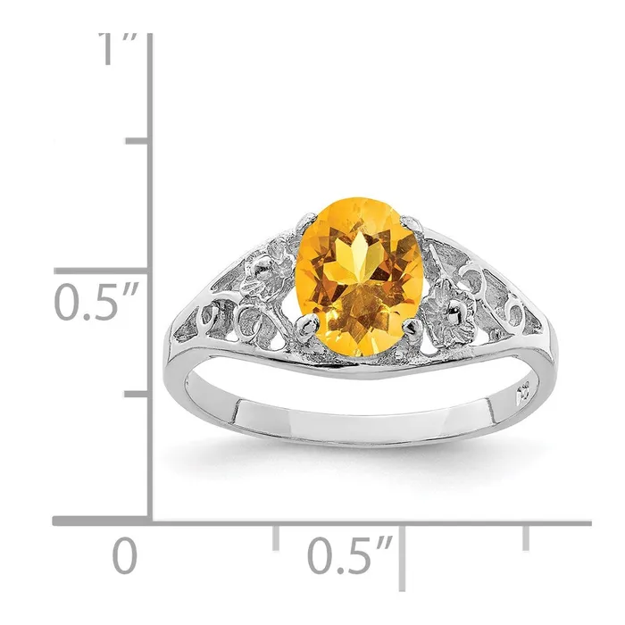 Goldia Rings Sterling Silver Rhodium Citrine Ring