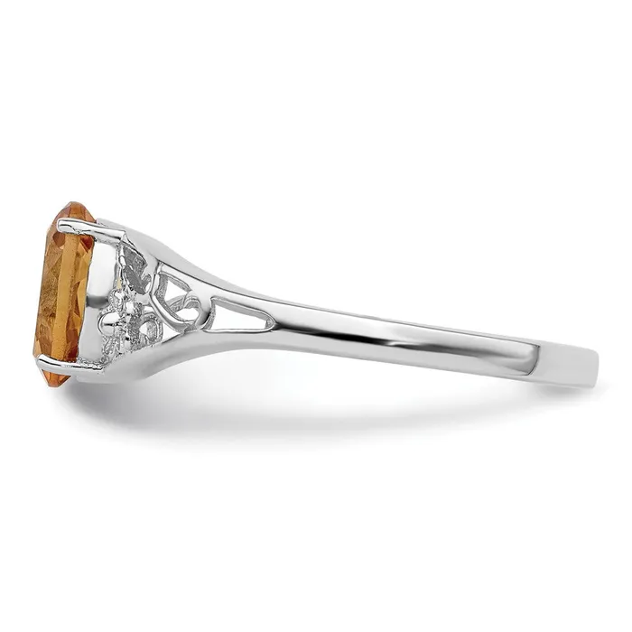 Goldia Rings Sterling Silver Rhodium Citrine Ring