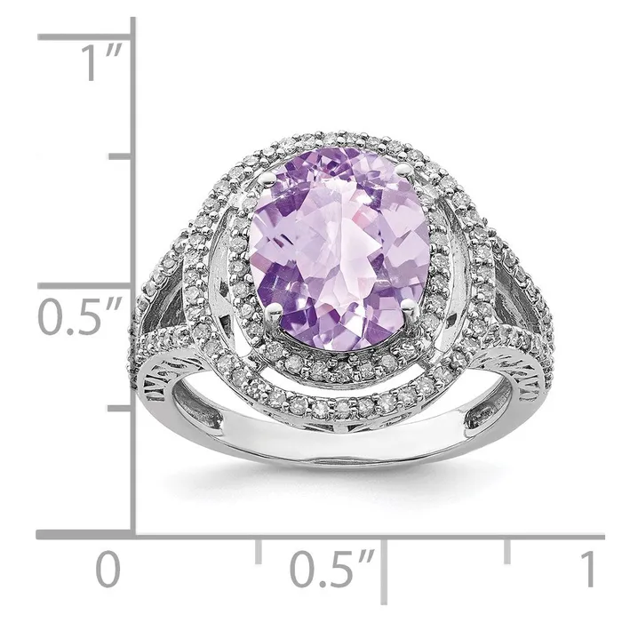 Goldia Rings Sterling Silver Rhodium Diamond u0026 Pink Quartz Ring