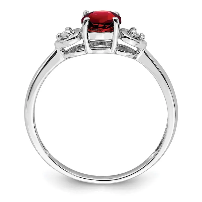 Goldia Rings Sterling Silver Rhodium Plated Diamond and Garnet Ring