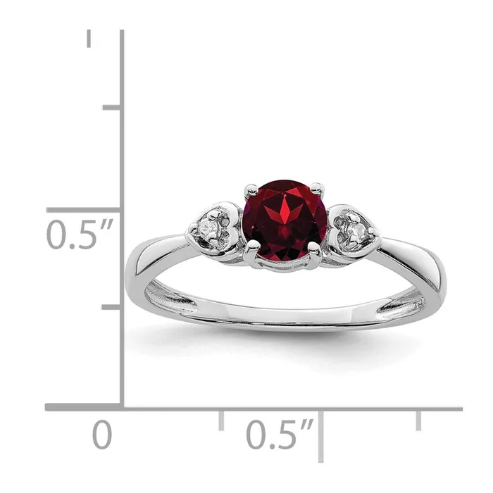 Goldia Rings Sterling Silver Rhodium Plated Diamond and Garnet Ring