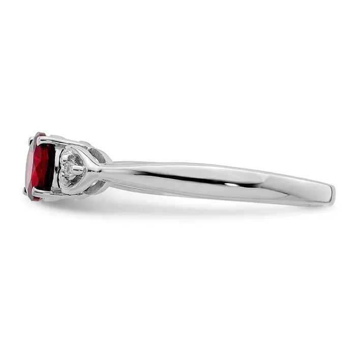 Goldia Rings Sterling Silver Rhodium Plated Diamond and Garnet Ring