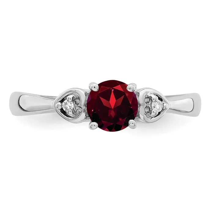 Goldia Rings Sterling Silver Rhodium Plated Diamond and Garnet Ring