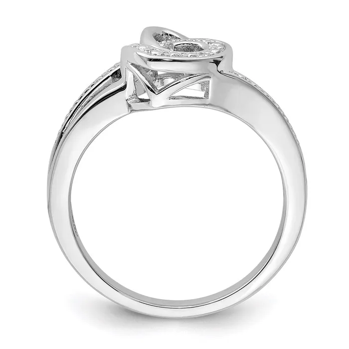 Goldia Rings Sterling Silver Rhodium Plated Diamond Double Heart Ring