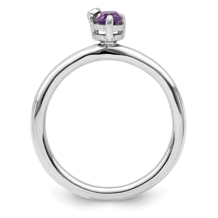 Goldia Rings Sterling Silver Rhodiumplated Polished Pear Amethyst u0026 White Topaz Ring