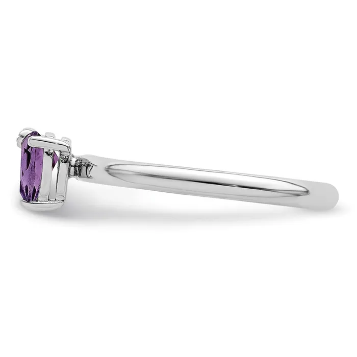 Goldia Rings Sterling Silver Rhodiumplated Polished Pear Amethyst u0026 White Topaz Ring