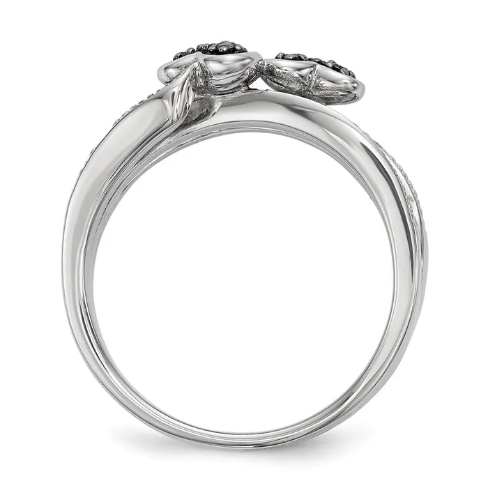Goldia Rings Sterling Silver White u0026 Black Diamond Hearts Ring
