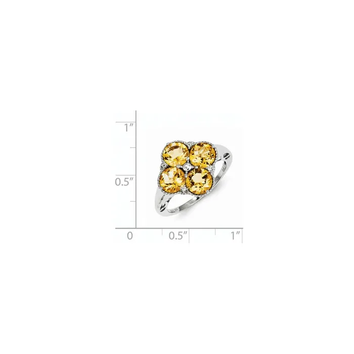Goldia Rings Sterling Silver with Citrine and White Topaz Round Ring