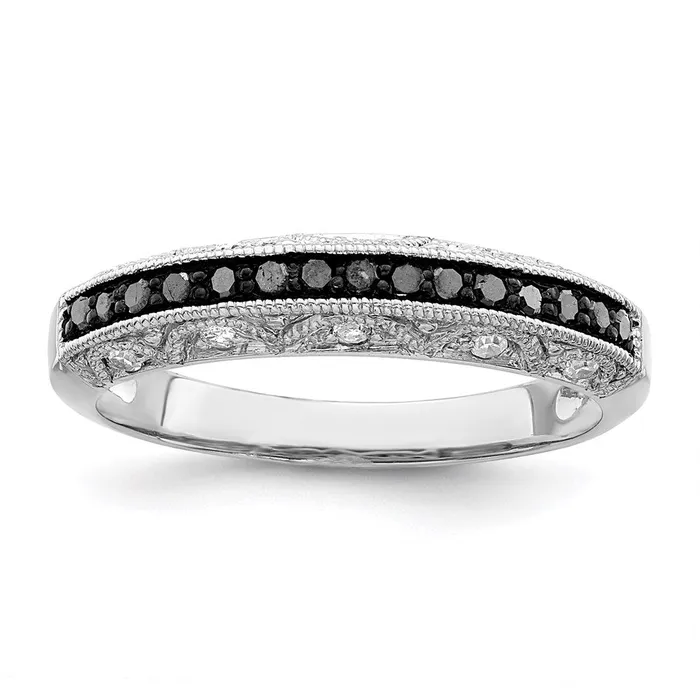 Goldia Rings White Night Sterling Silver Rhodiumplated Black and White Diamond Band Goldia Rings White Night Sterling Silver Rhodiumplated Black and White Diamond Band