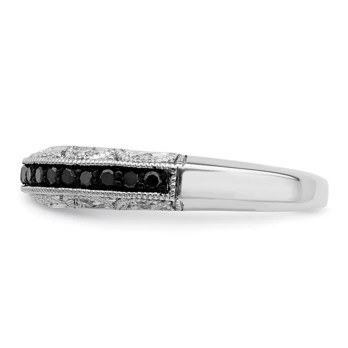 Goldia Rings White Night Sterling Silver Rhodiumplated Black and White Diamond Band