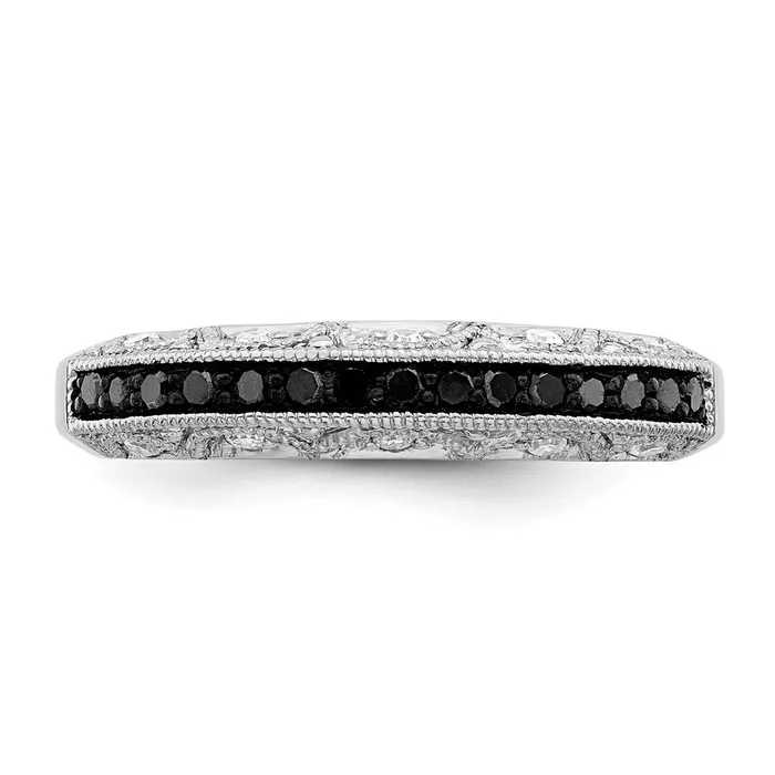 Goldia Rings White Night Sterling Silver Rhodiumplated Black and White Diamond Band