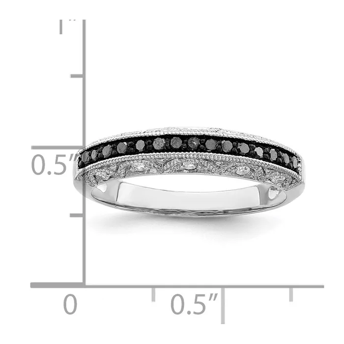 Goldia Rings White Night Sterling Silver Rhodiumplated Black and White Diamond Band