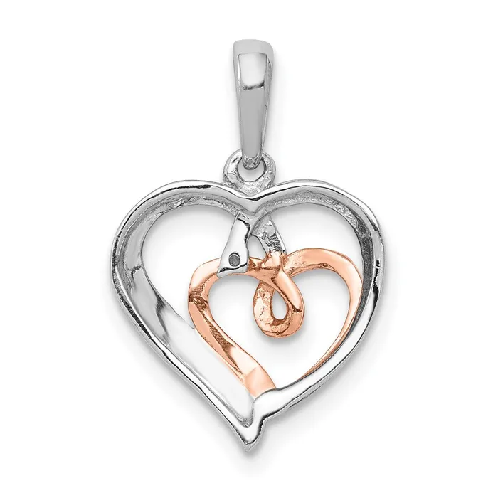 Goldia Solid 14k Twotone White and Rose Gold 120ct Simulated CZ Double Hearts Pendant Rings Goldia Solid 14k Twotone White and Rose Gold 120ct Simulated CZ Double Hearts Pendant Rings