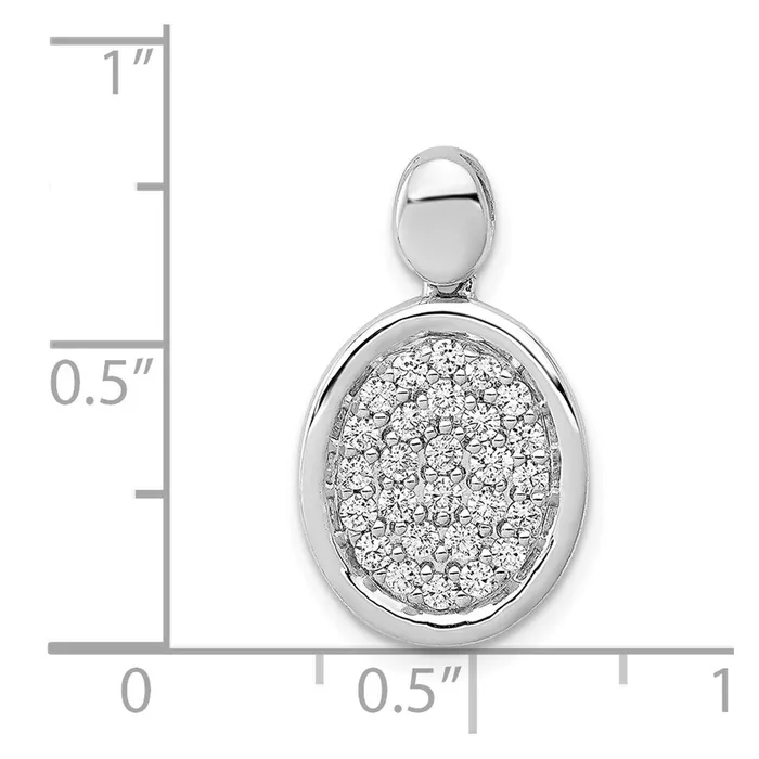 Goldia Solid 14k White Gold 12ct Simulated CZ Fancy Oval Pendant Necklaces