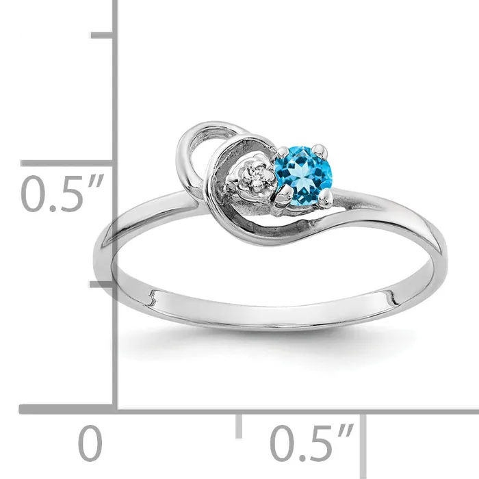 Goldia Solid 14k White Gold 3mm Simulated Blue Topaz AA CZ Ring Rings
