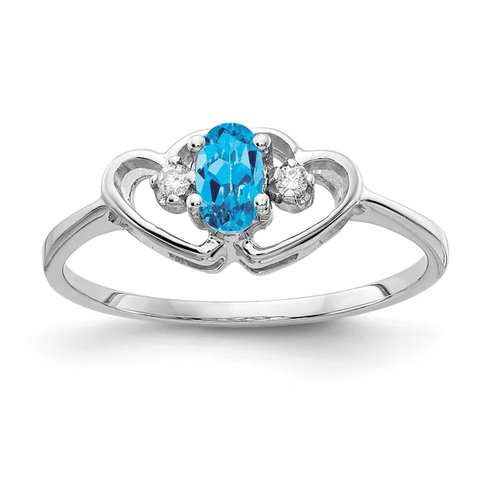 Goldia Solid 14k White Gold 5x3mm Oval Simulated Blue Topaz A CZ Ring Rings Goldia Solid 14k White Gold 5x3mm Oval Simulated Blue Topaz A CZ Ring Rings