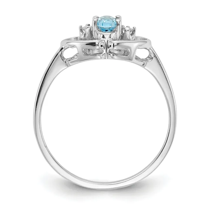 Goldia Solid 14k White Gold 5x3mm Oval Simulated Blue Topaz A CZ Ring Rings
