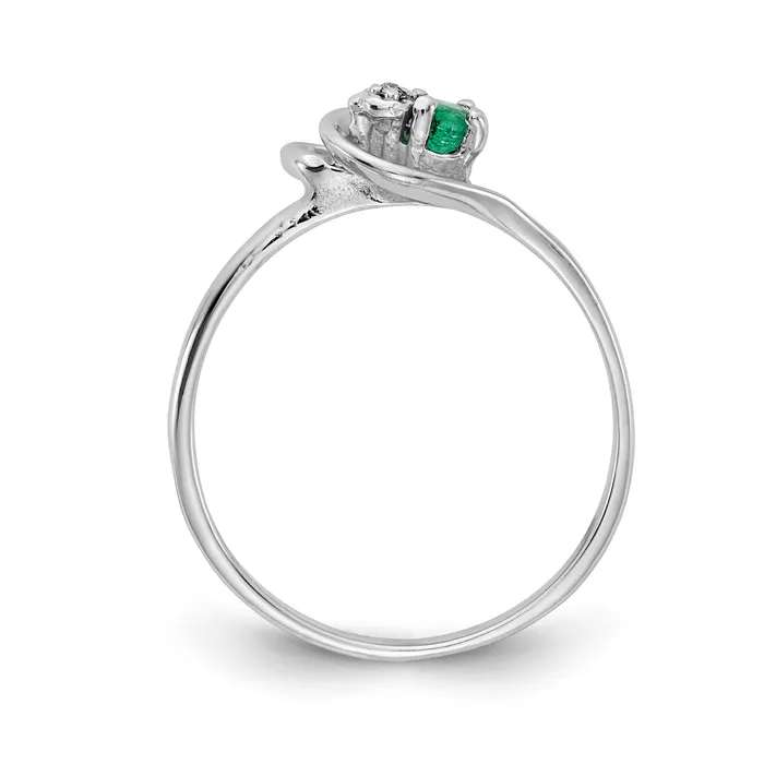 Goldia Solid 14k White Gold Simulated Emerald AA CZ Ring Rings