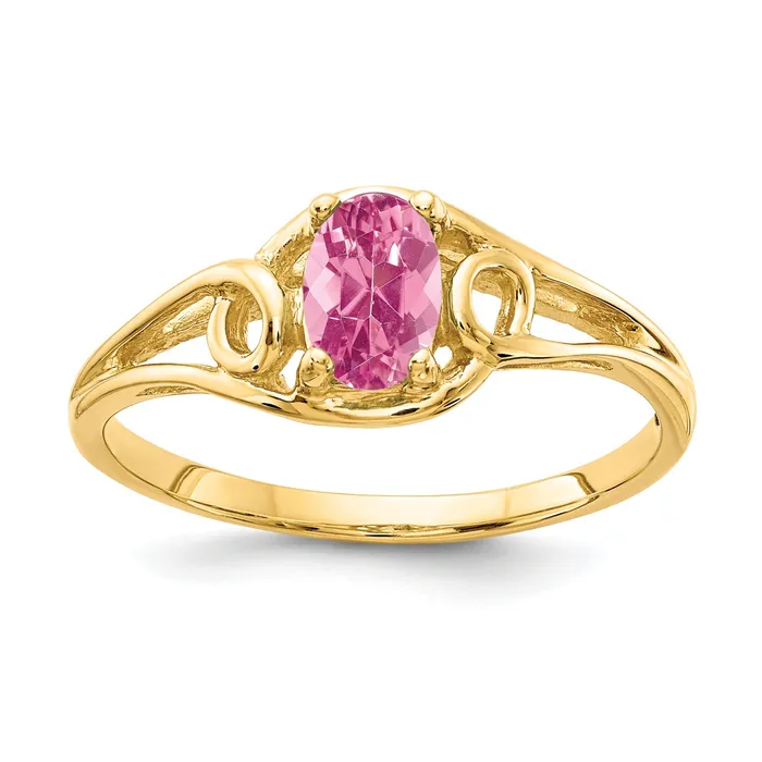 Goldia Solid 14k Yellow Gold 7x5mm Oval Simulated Pink Tourmaline Ring Rings Goldia Solid 14k Yellow Gold 7x5mm Oval Simulated Pink Tourmaline Ring Rings