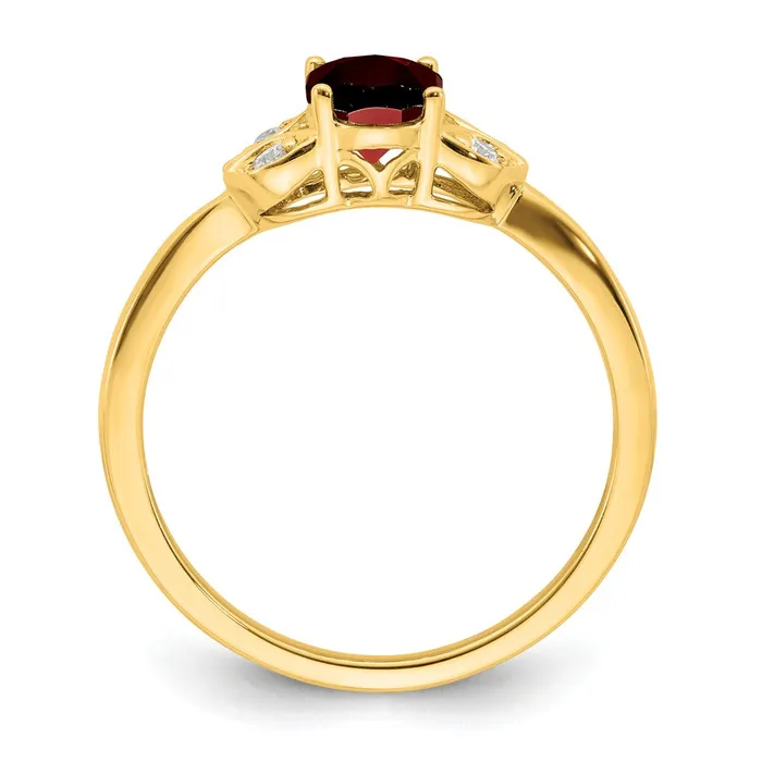 Goldia Solid 14k Yellow Gold Simulated Garnet and CZ Ring Rings