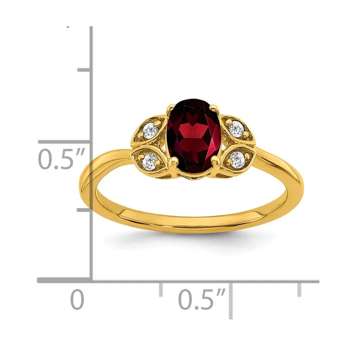 Goldia Solid 14k Yellow Gold Simulated Garnet and CZ Ring Rings