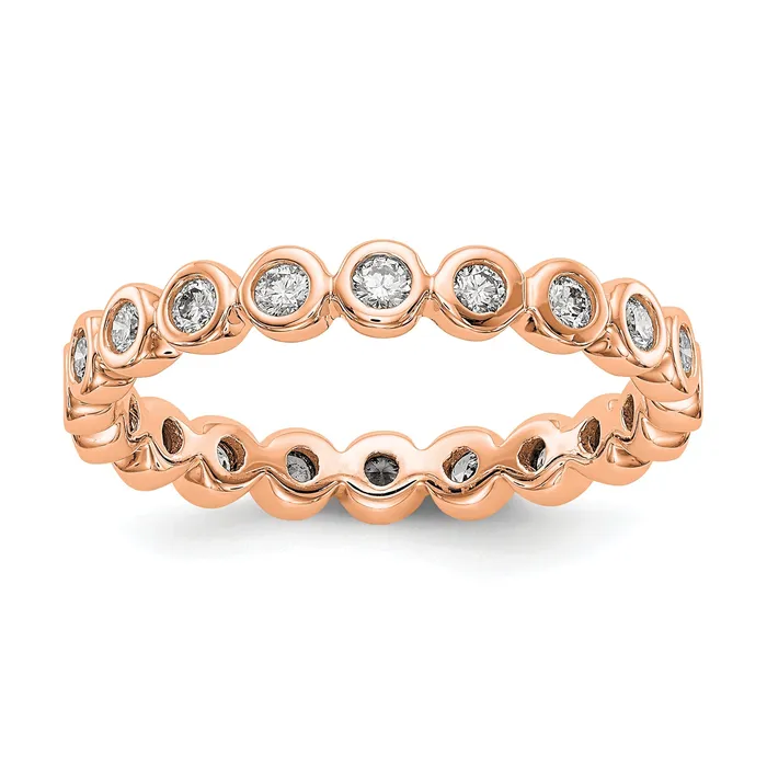 Goldia Solid Real 14k Rose Gold Polished 12ct Bezel Set CZ Eternity Wedding Band Ring Rings Goldia Solid Real 14k Rose Gold Polished 12ct Bezel Set CZ Eternity Wedding Band Ring Rings