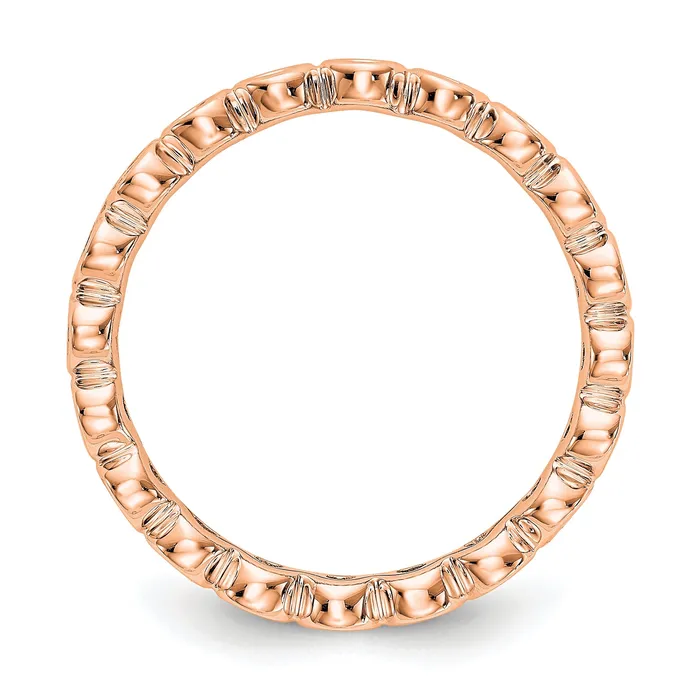 Goldia Solid Real 14k Rose Gold Polished 12ct Bezel Set CZ Eternity Wedding Band Ring Rings
