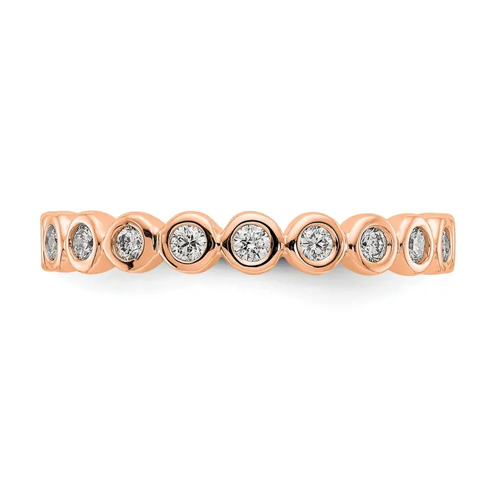 Goldia Solid Real 14k Rose Gold Polished 12ct Bezel Set CZ Eternity Wedding Band Ring Rings